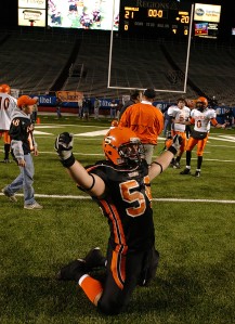 One of my favorite moments - a Nashville player celebrates a state title following a controversial win with the scoreboard telling the story in the background in 2006.